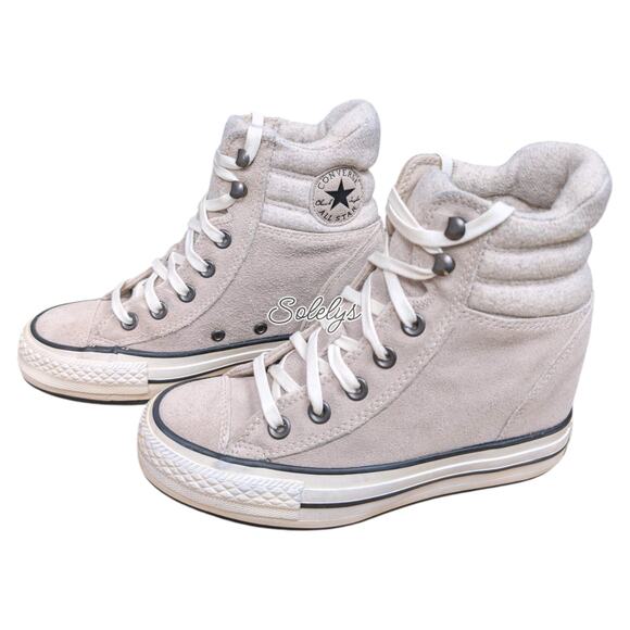 Converse 2016 Platform Plus Collar Suede Hidden Wedge Portrait Gray Sneaker 5.5 - Picture 4 of 11
